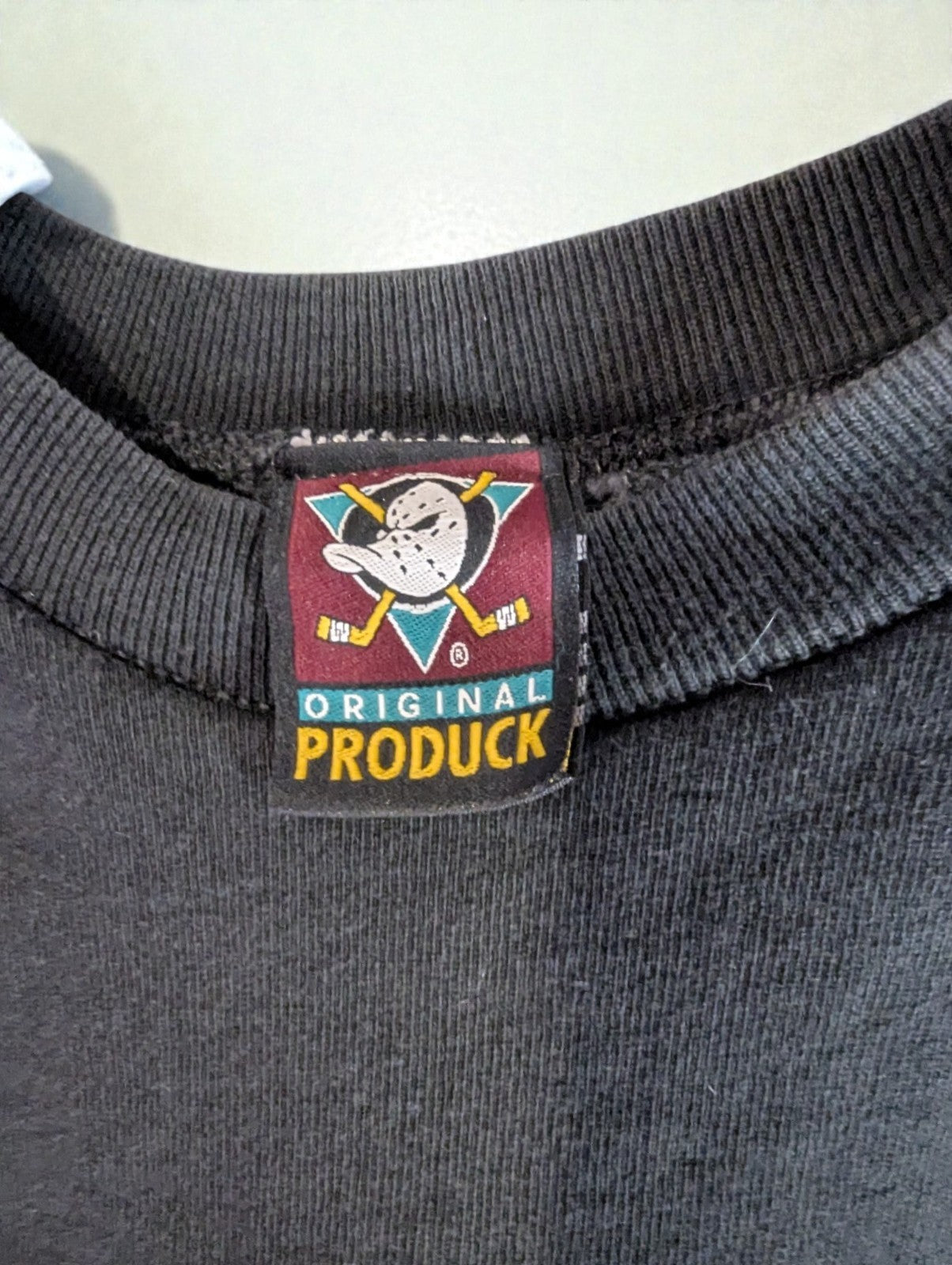 90s Black Mighty Ducks Original Produck Crewneck Sweatshirt, S/M