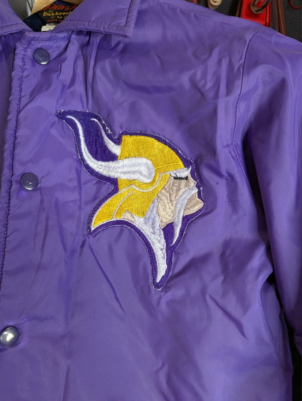 Vintage Minnesota Vikings Windbreaker Jacket Dunbrooke, Women's M 10-12