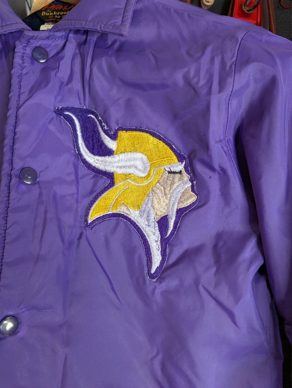 Vintage Minnesota Vikings Windbreaker Jacket Dunbrooke, Women's M 10-12