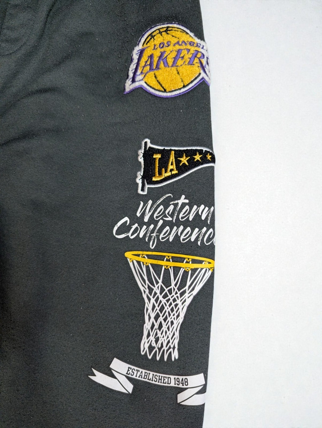 NBA Lakers Men's Dark Grey Fleece Jogger Pants, Size XL