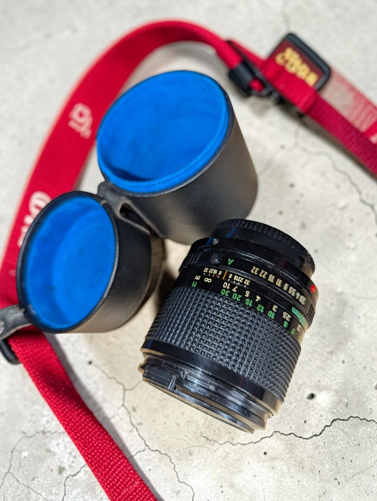 Vintage Canon AE-1 Program with FD 100mm Focus Lens and Speedlite 155A
