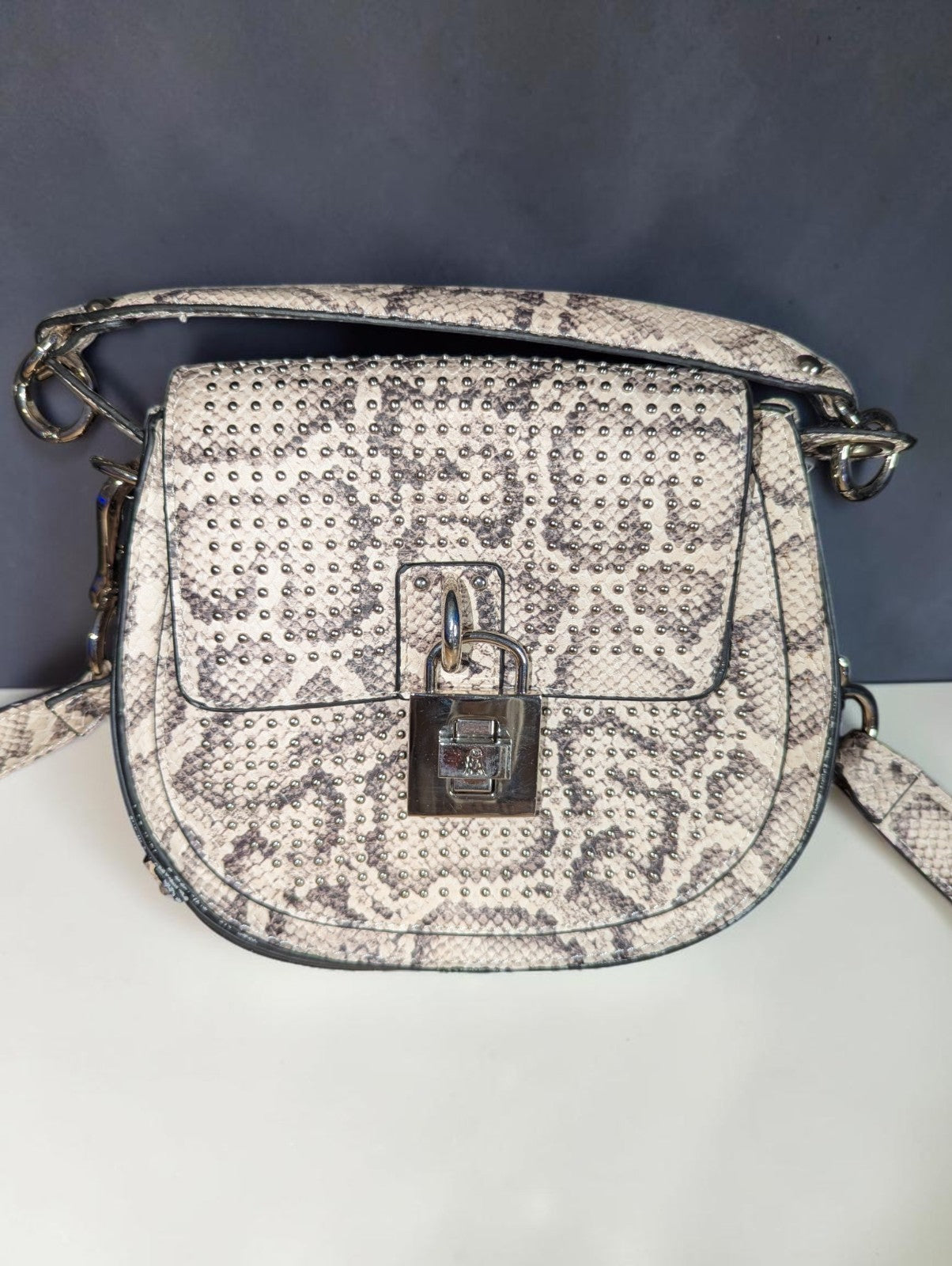 Steve Madden Baubress Snakeskin Crossbody Bag, Studded Snakeskin