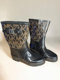 Michael Kors MK Logo Women's Rain Boots, Brown, Size 9.5