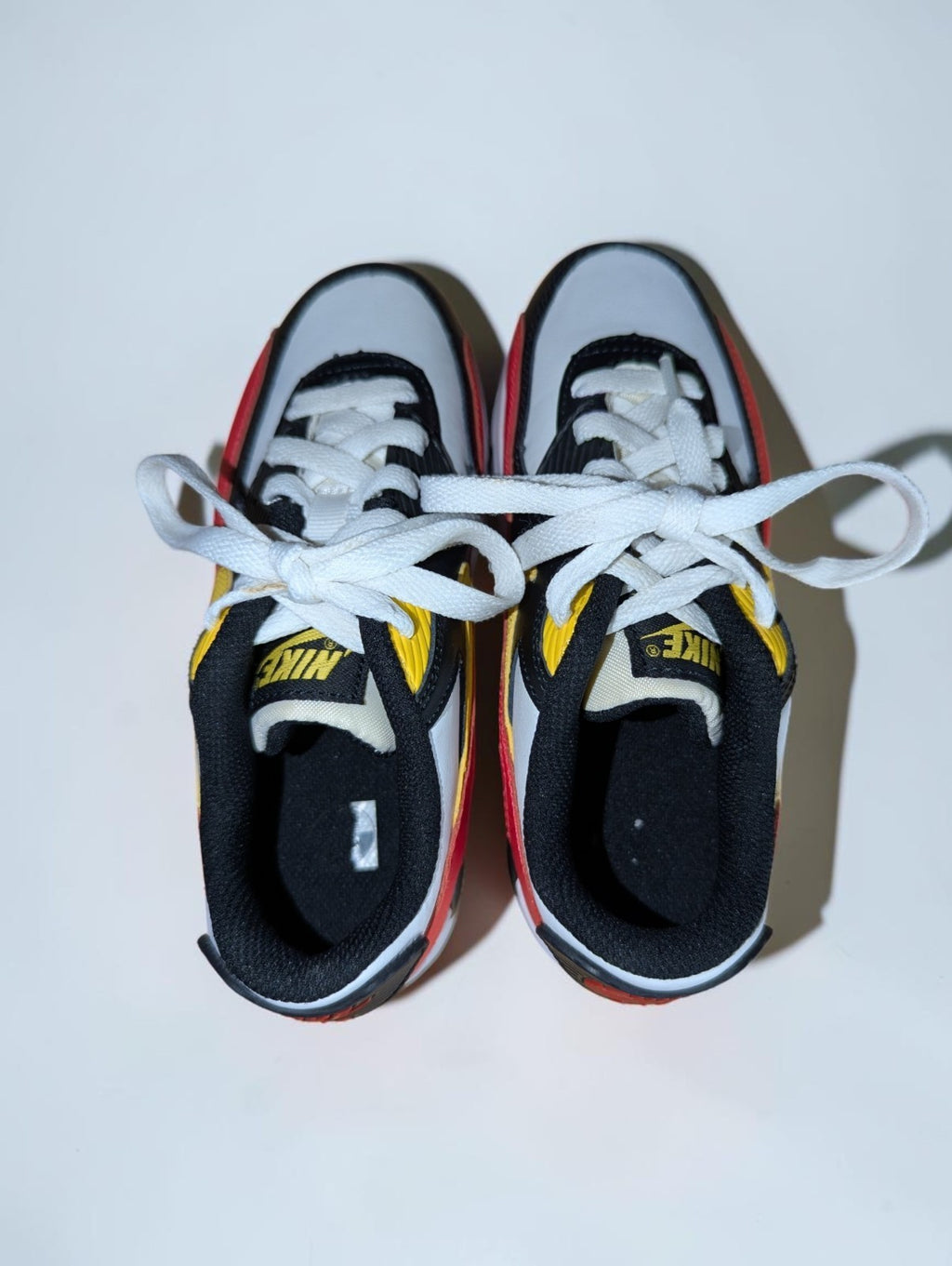 Nike Air Max 90 Kid's Sneakers, Size Youth 1-Red, Yellow, Black and White 