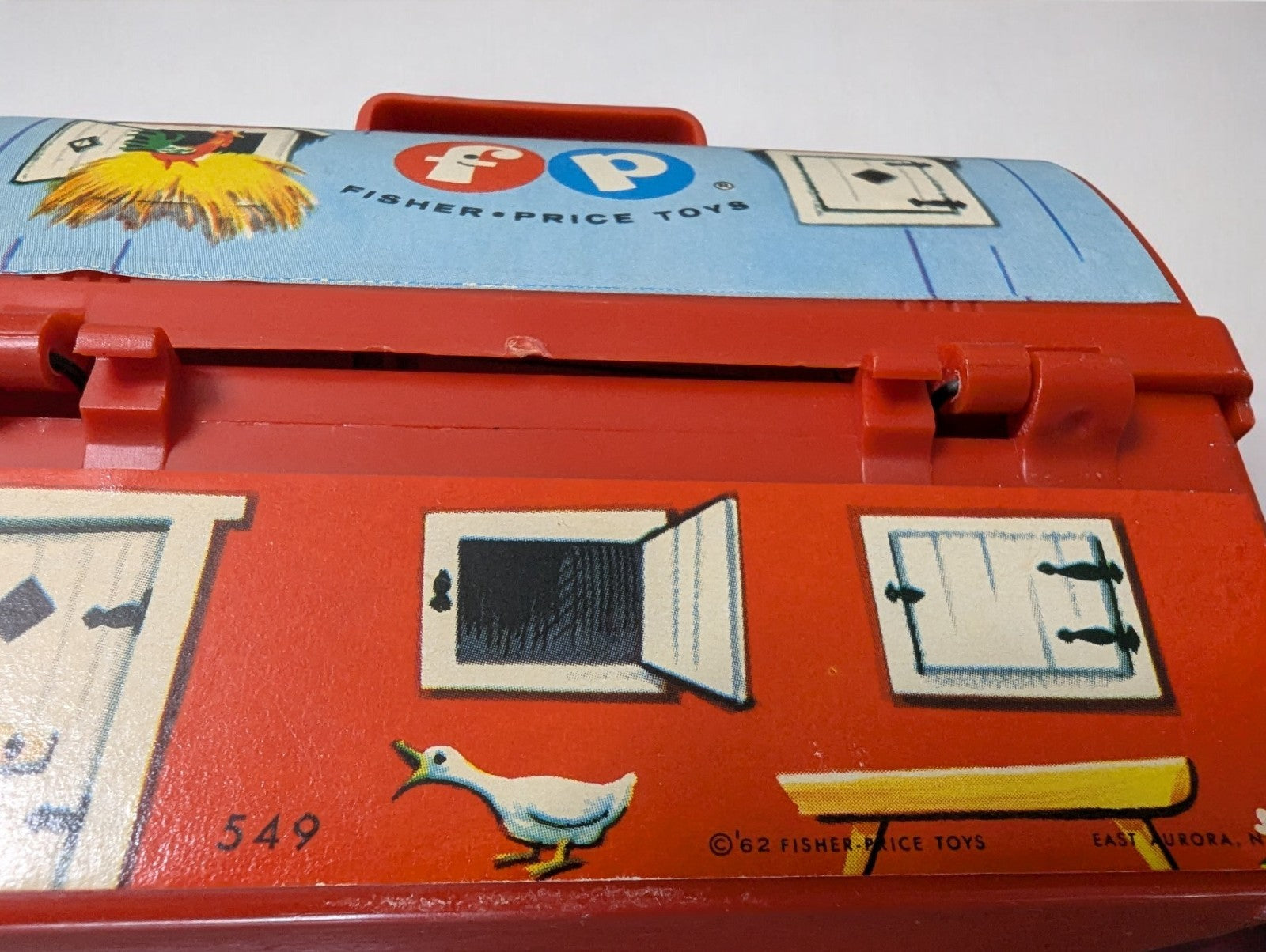 Vintage 1960s Fisher Price Toy Lot of 3- Jalopy, Lunch Box, Two Tune TV