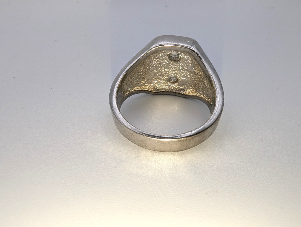 Vintage Geometric 18kt HGE CZ Men's Ring, Size 12.5