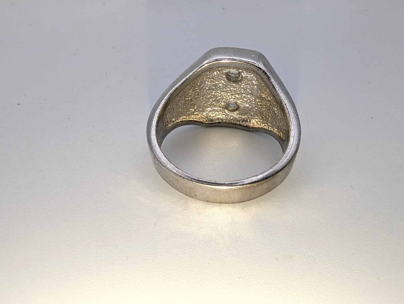 Vintage Geometric 18kt HGE CZ Men's Ring, Size 12.5