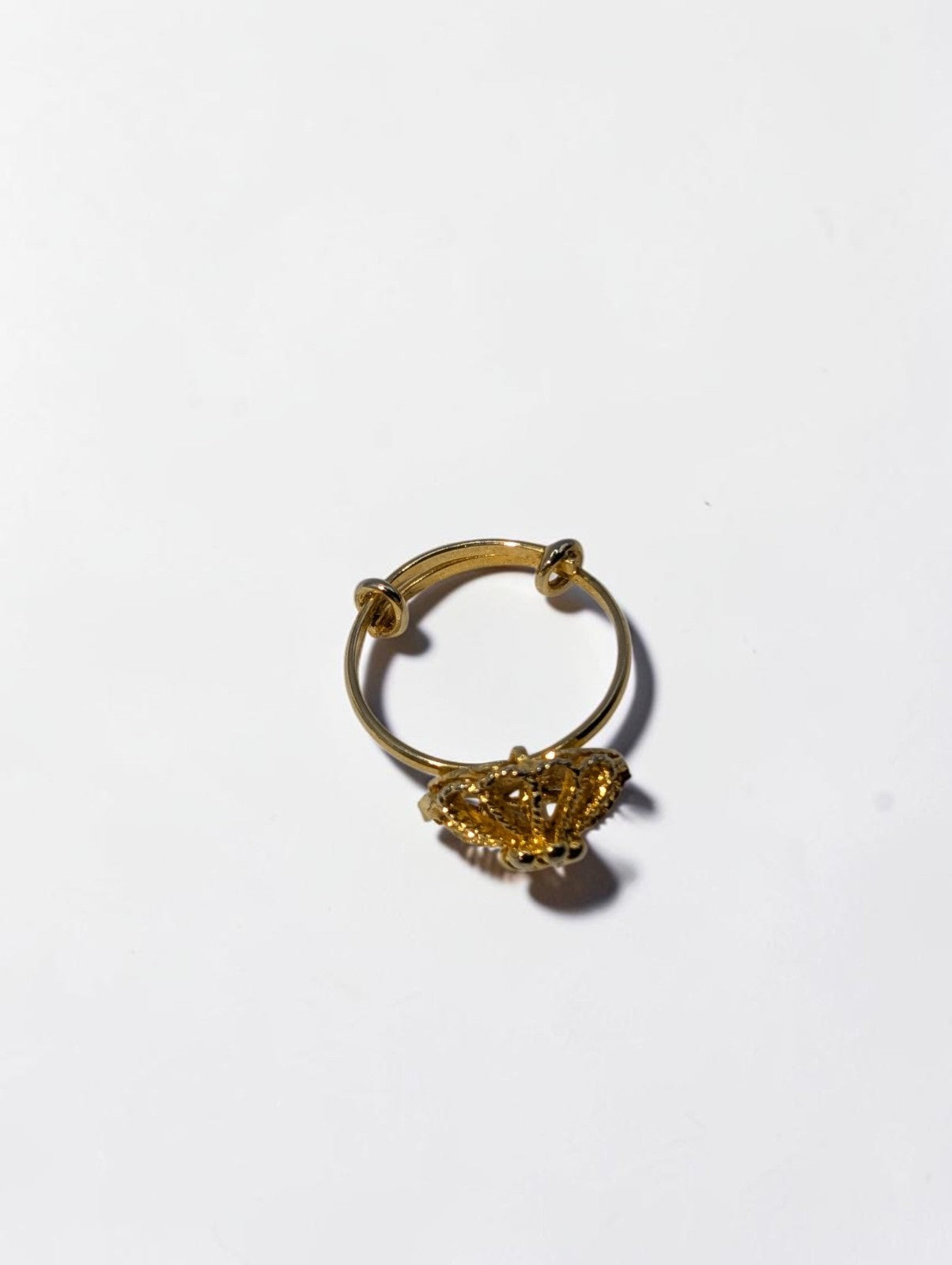 Gold Plated Indian Filigree Adjustable Ring, Comfortably Set at Size 4.5