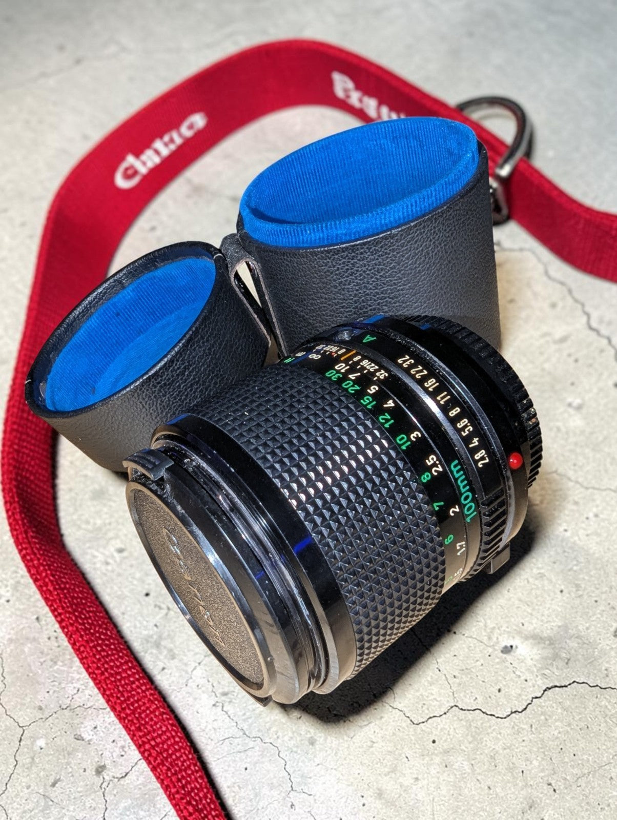 Vintage Canon AE-1 Program with FD 100mm Focus Lens and Speedlite 155A