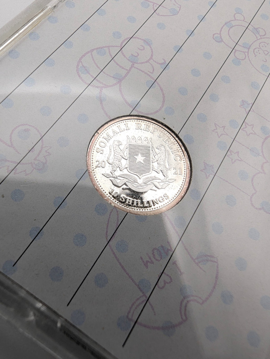 1/10 oz Somalia Silver Elephant Coin, 2021 African Wildlife Series Newborn Card