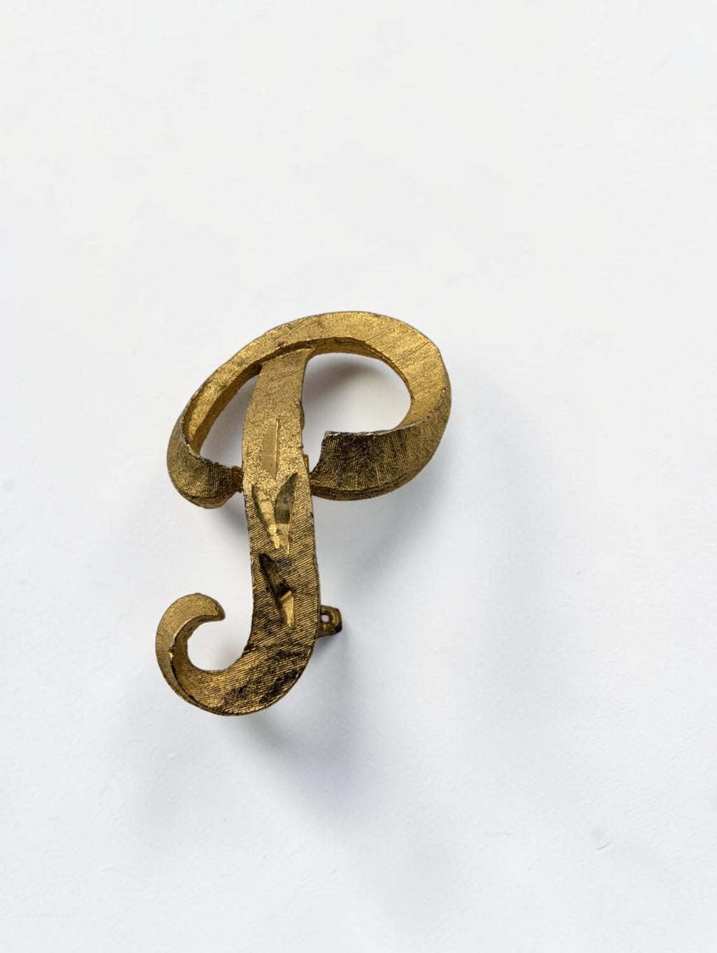 Vintage Mamselle Gold Tone Initial Brooch P