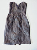 Vintage 80s Michael Hoban North Beach Leather Dark Purple Strapless Mini Dress