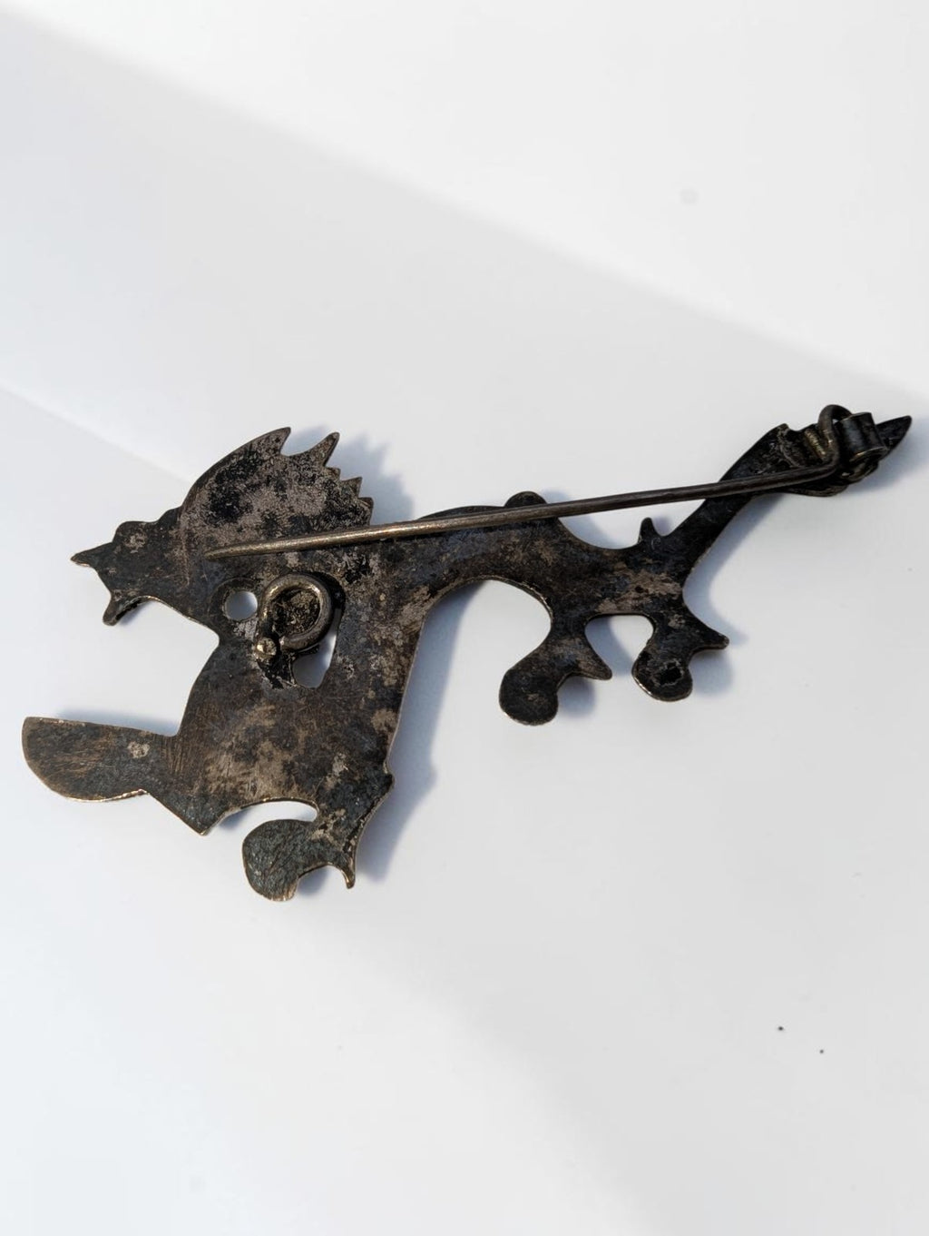 Vintage Dragon Pewter Brooch