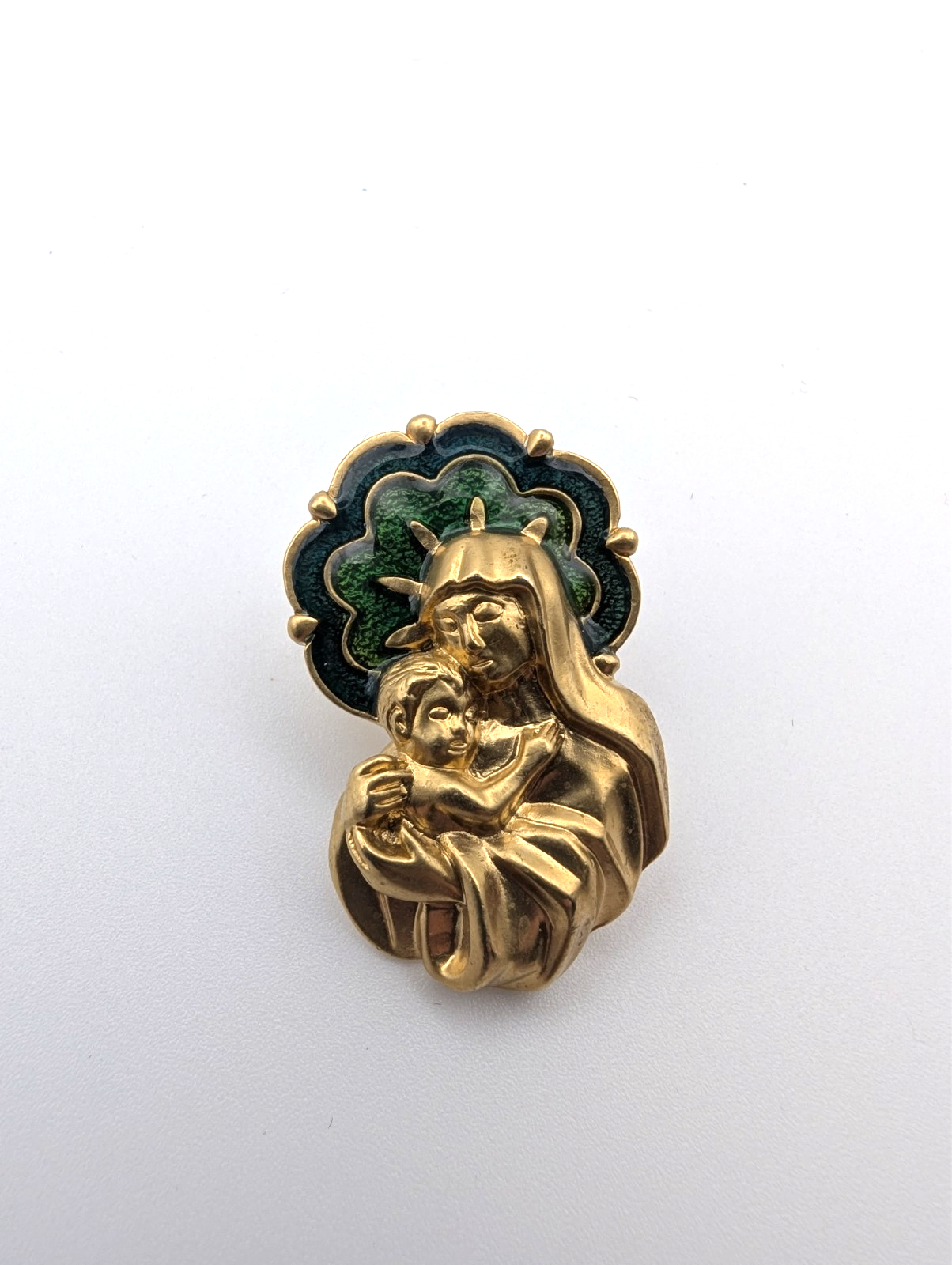 Vintage Avon Madonna and Child Lapel Pin Gold Tone