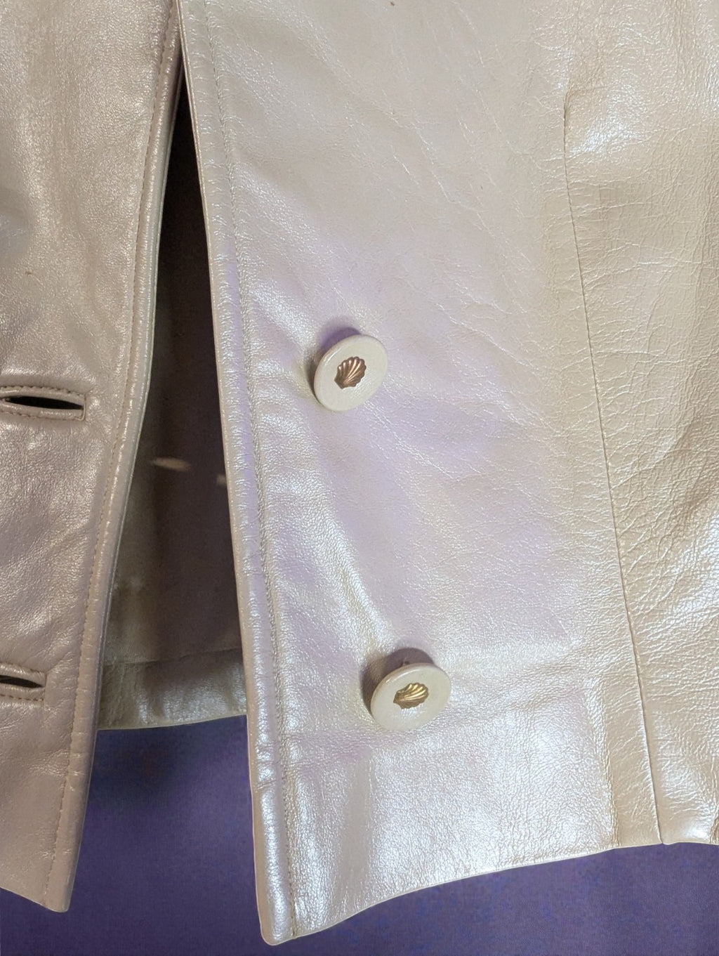 Vintage Women's Cream Leather Rosen Engelson Embroidered Crystal Jacket, Small