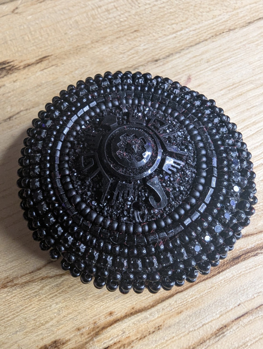 Black Beaded Handcrafted Circle Stud Earrings