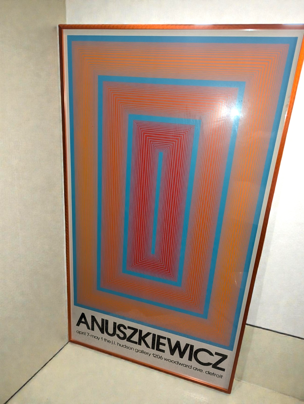 Orange Metal Framed Op Art Poster by Richard Anuszkiewicz