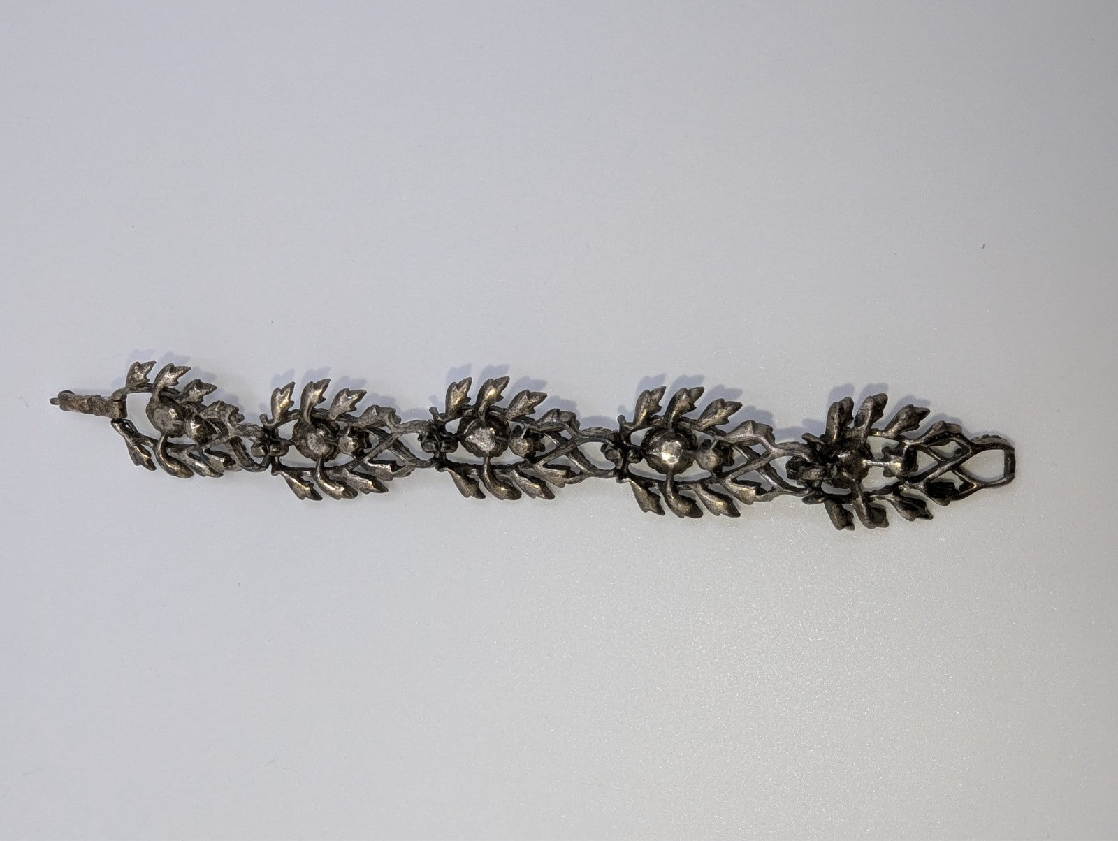 Vintage Coro Rhinestone Leaf Link Bracelet, 6"