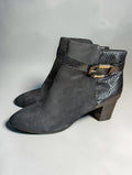 Karen Scott Ivvy Mixed Media Booties Black Faux Suede and Snakeskin, Size 10.5