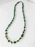 Vintage Green Glass Beaded Necklace, 18"