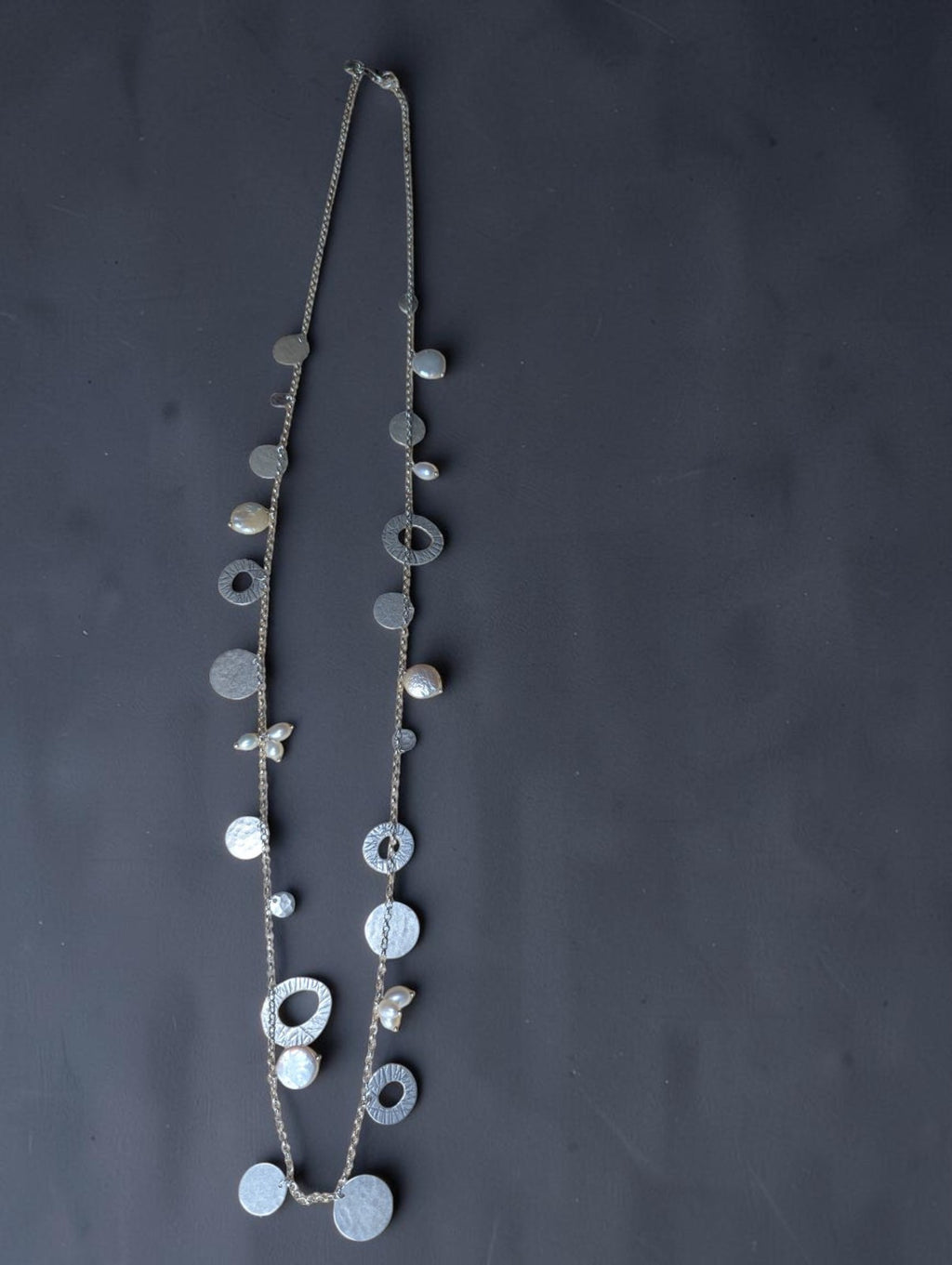 Silpada "Pearl of a Girl" Necklace, Sterling Silver Disks and Freshwater Pearls