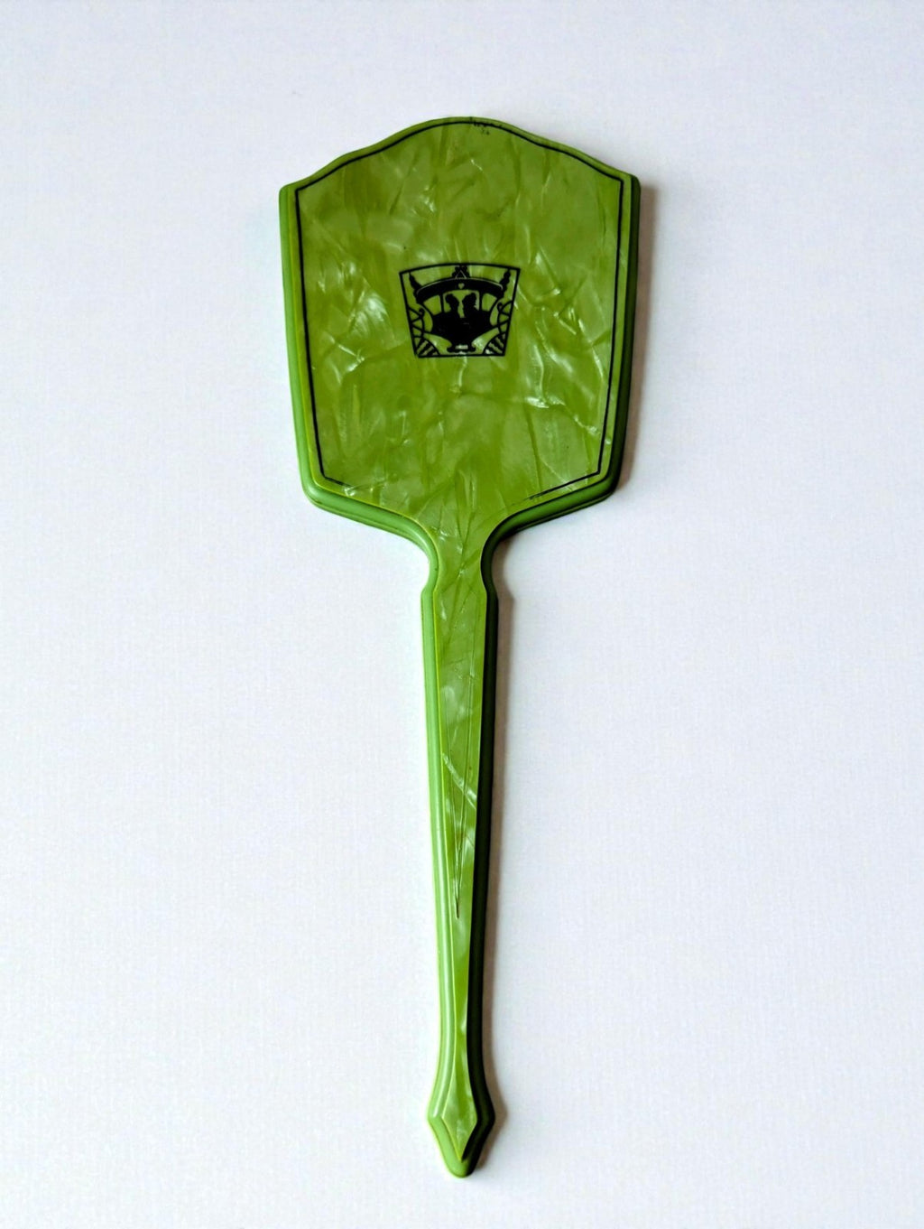 Vintage Green Marbled Hand Mirror