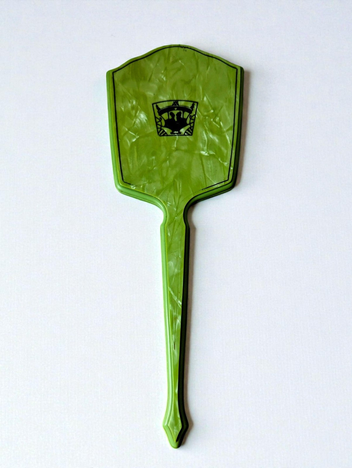 Vintage Green Marbled Hand Mirror