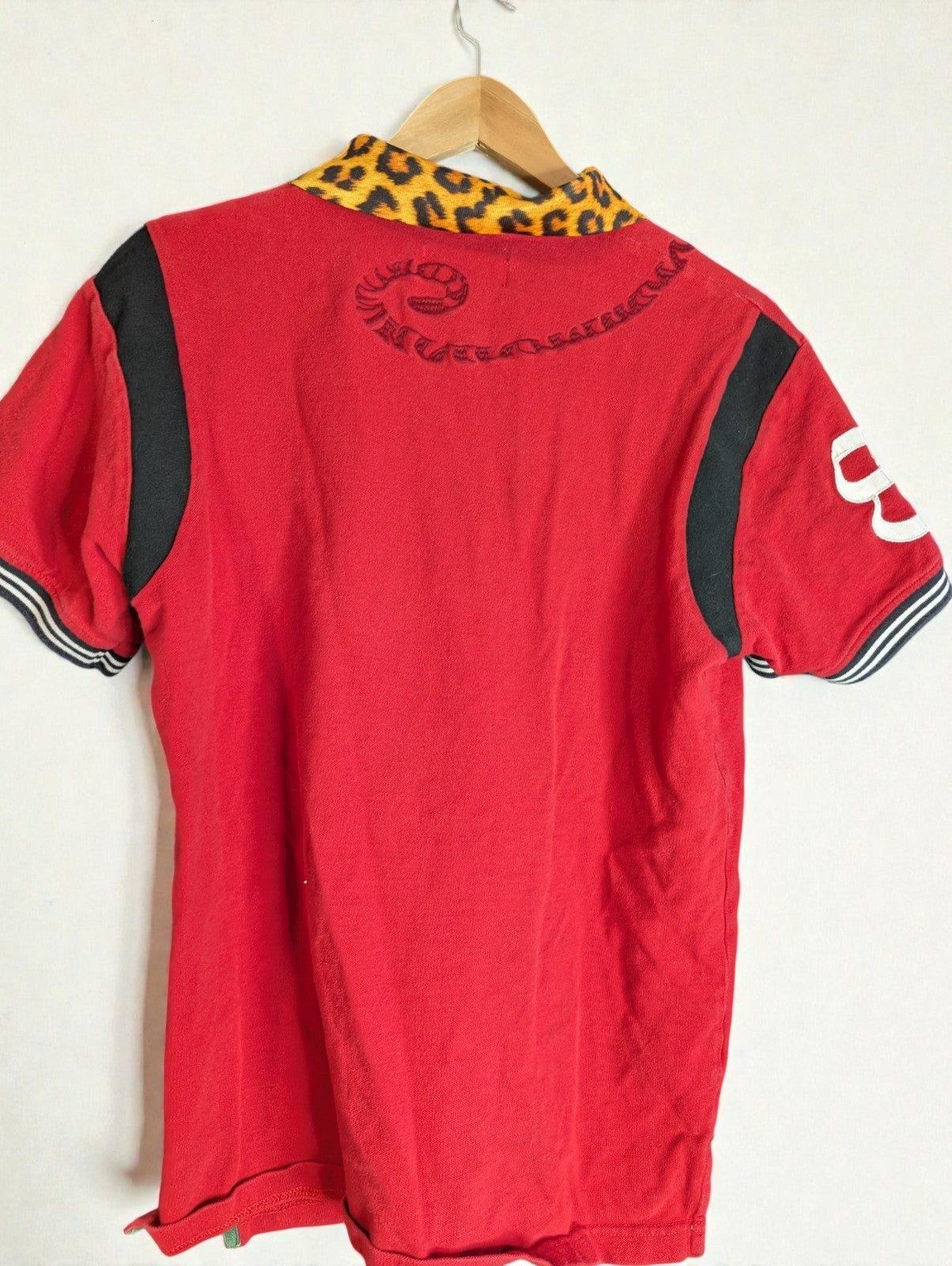 Akoo Polo Tiger Men's Shirt Leopard Collar, Size Large