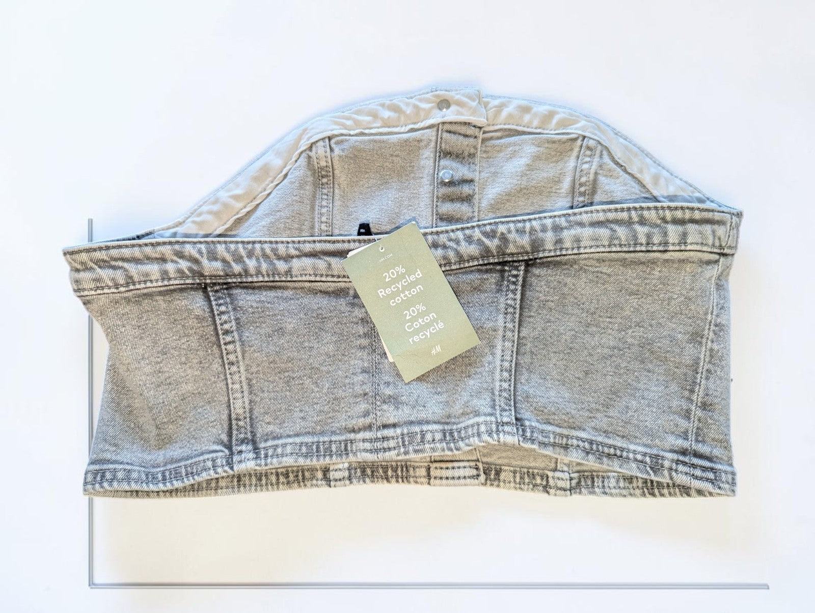 H&M Divided Gray Denim Corset Top NWT, Size Large