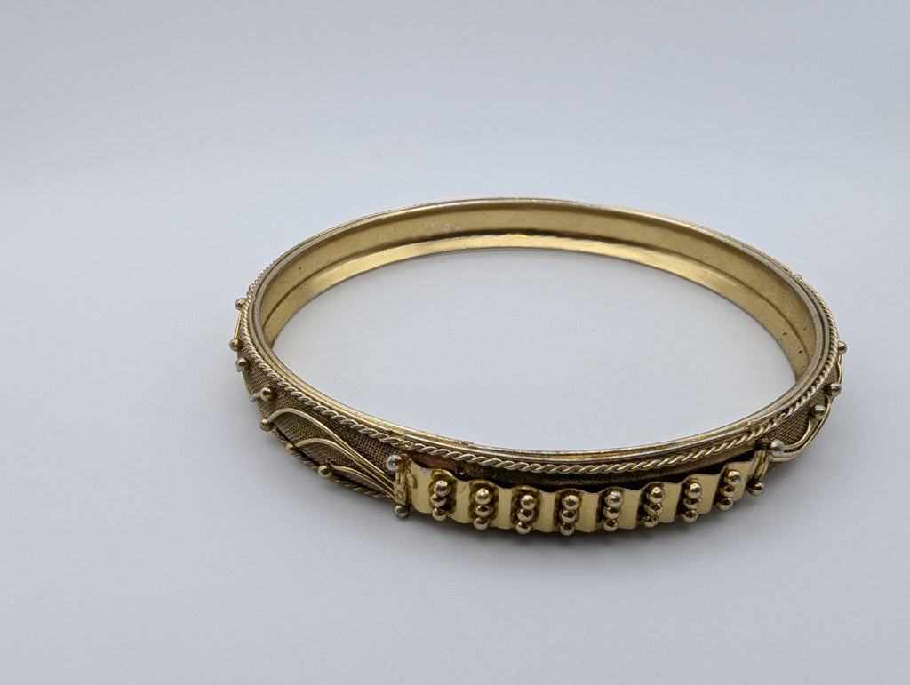 Pair of 2 Vintage Gold-Tone Bangle Bracelets, 9"