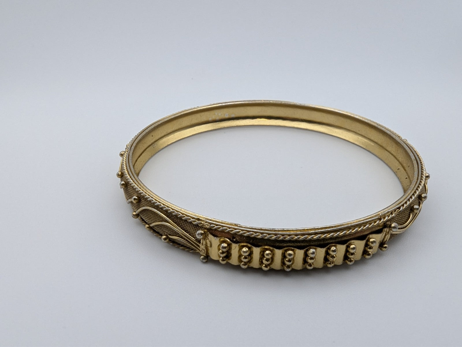 Pair of 2 Vintage Gold-Tone Bangle Bracelets, 9"