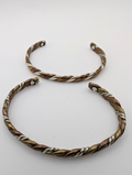 Set of 2 Sergio Lub Braided Cuff Bracelets Copper, Brass, Silver Mix Metal, 7.5"