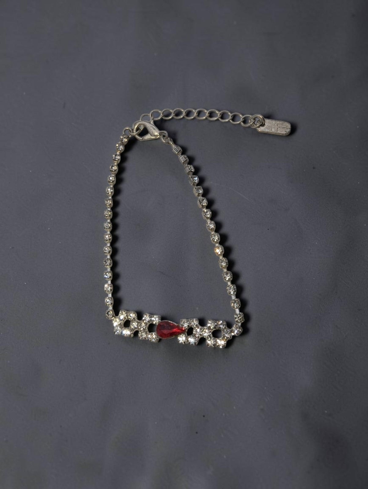 Christina Collection Red and White Crystal Bracelet, 7.5"