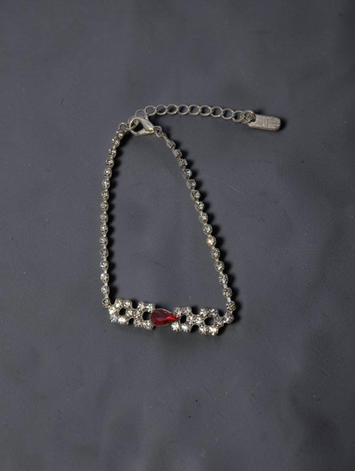 Christina Collection Red and White Crystal Bracelet, 7.5"