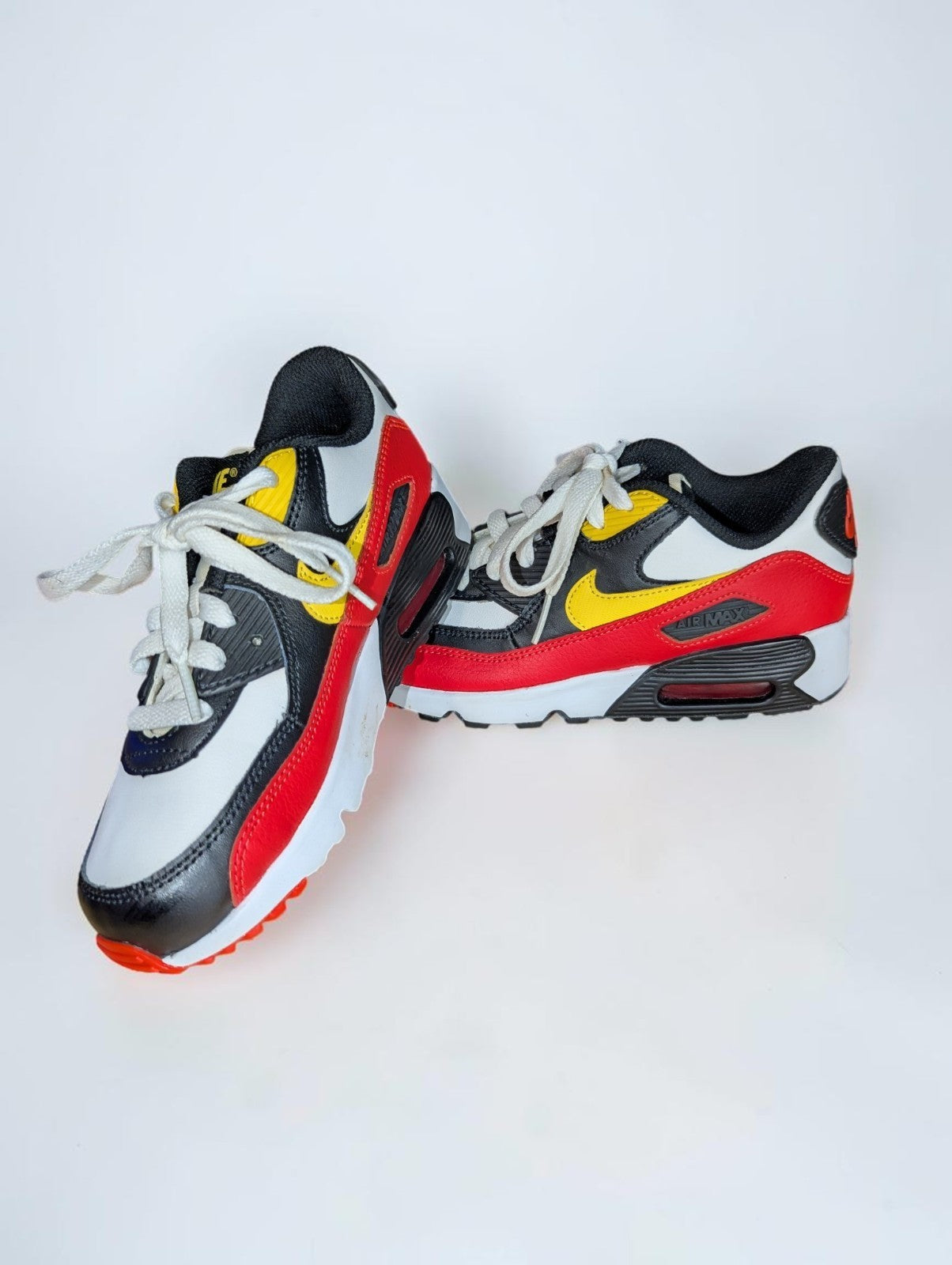 Nike Air Max 90 Kid's Sneakers, Size Youth 1-Red, Yellow, Black and White 