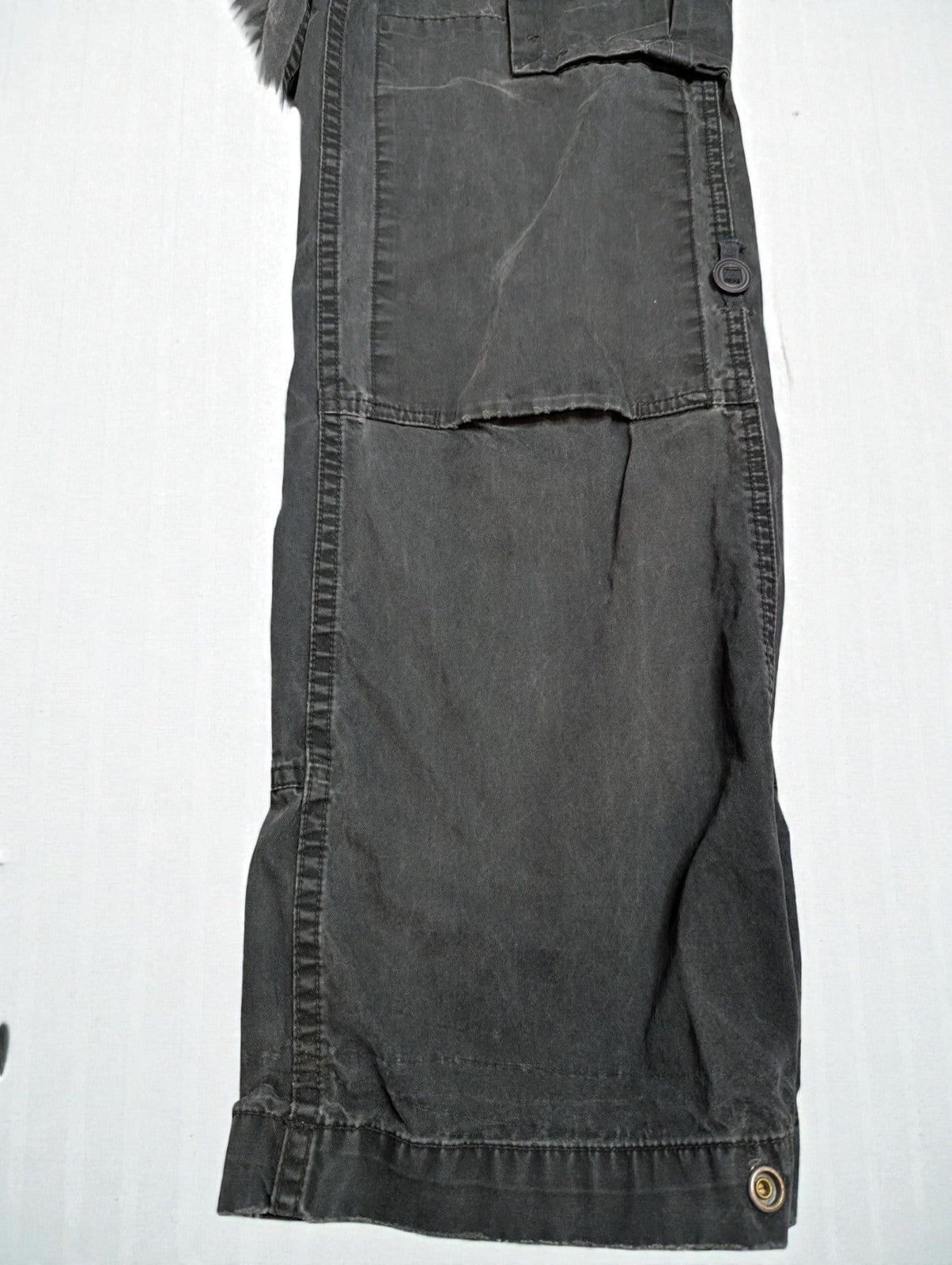 Y2K Vintage Lucky Brand Dungaree Cargo Pants Faded Black Wash Floral, Size 2/26