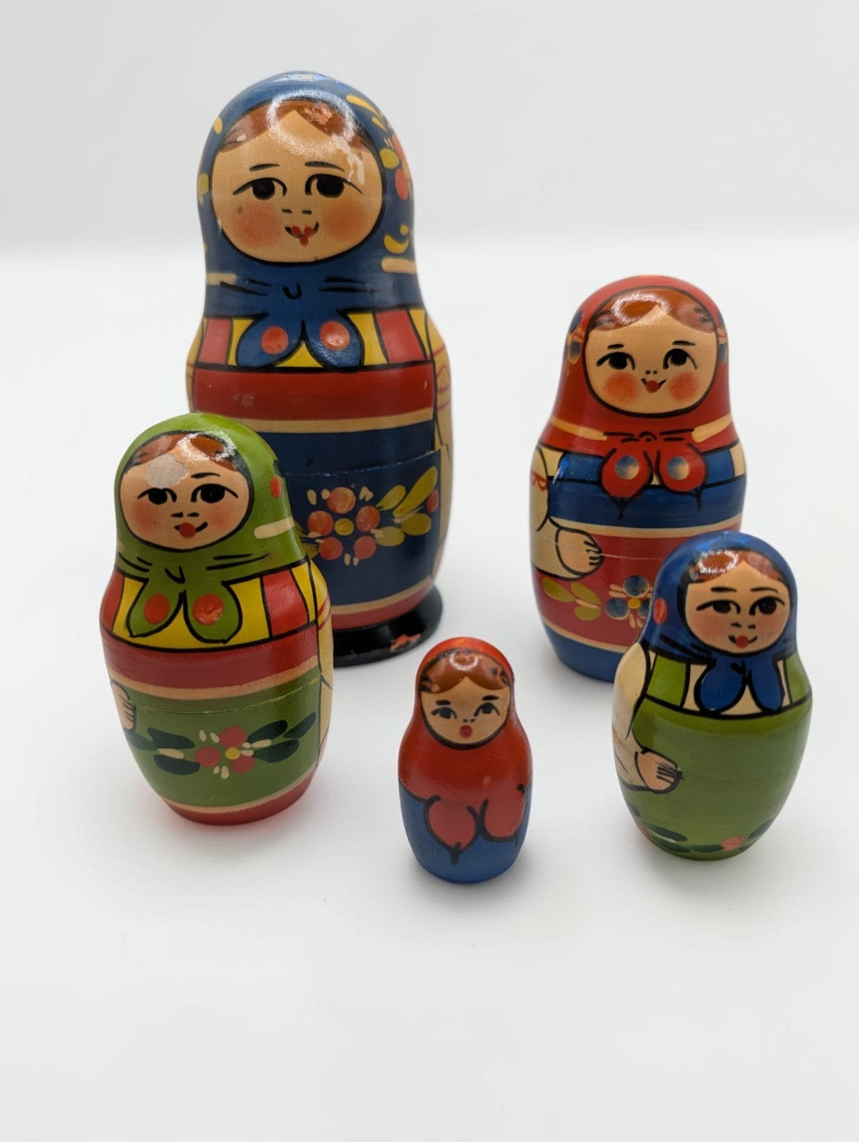 Vintage Hand Painted Wooden Russian Nesting Doll