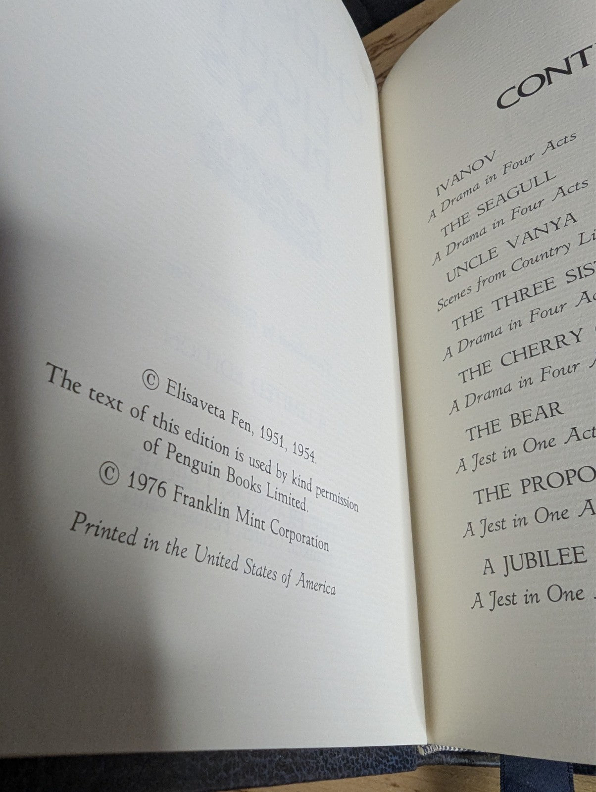 22K Gold Accent Eight Plays by Anton Chekhov 1976, Gold Gilded Page Edges Book