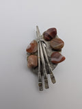 Silver Vintage Painter's Palette with Polished Agates Brooch
