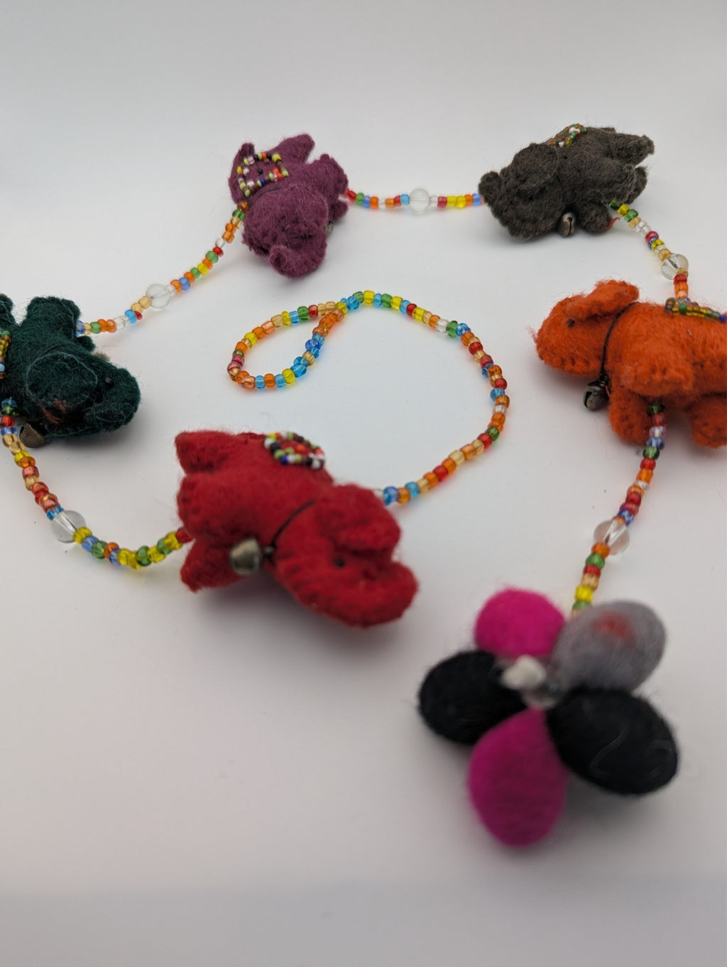 Trukado Felt Beaded Elephant Mobile, Window Decor 32"