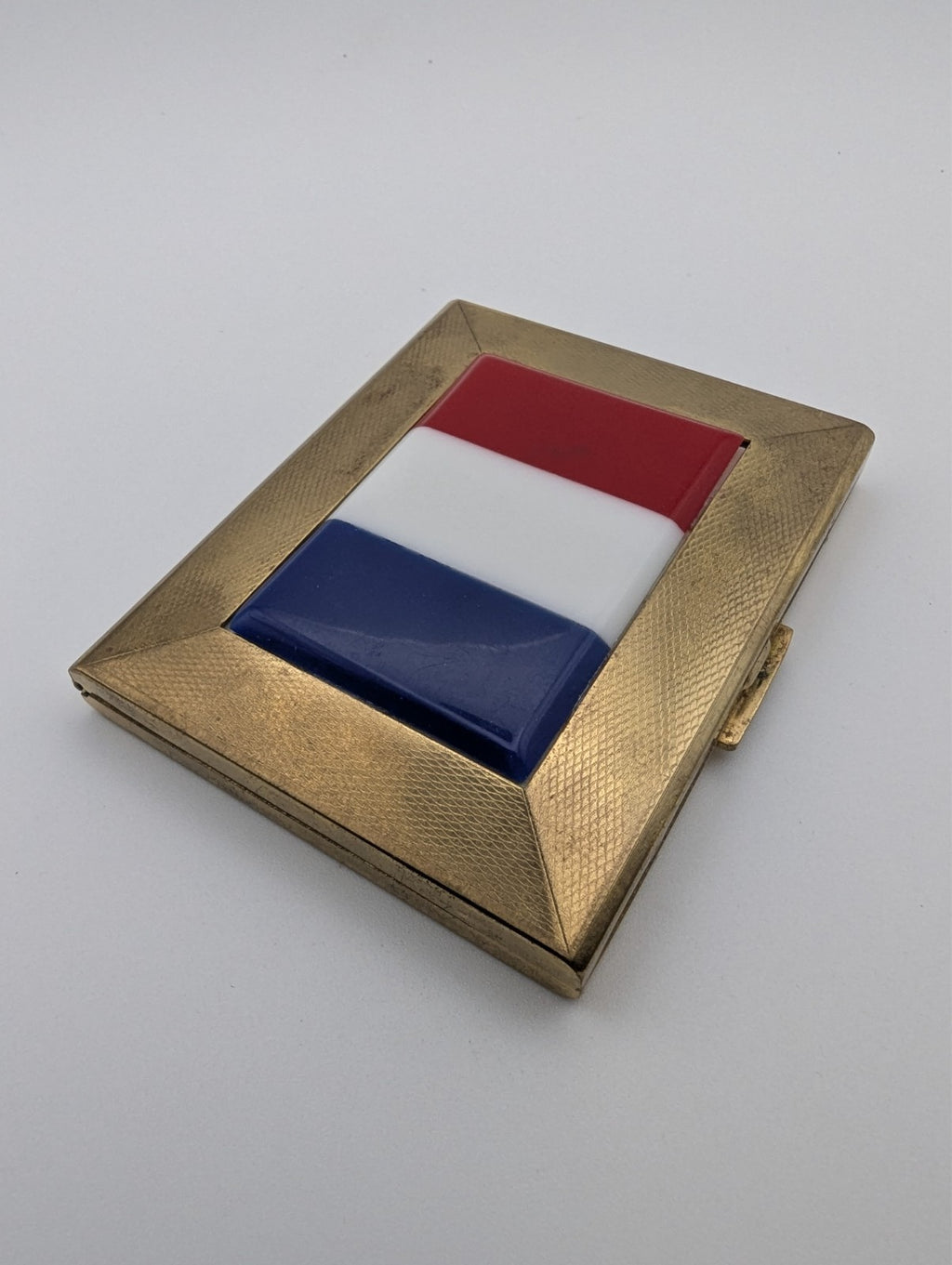 Vintage French Flag Compact/Mirror, 3"x2"