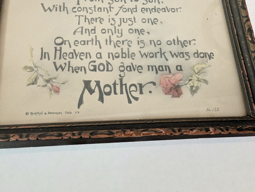 Antique Reinhal & Newman "Mother" Lithograph Print, Early 1900s #125