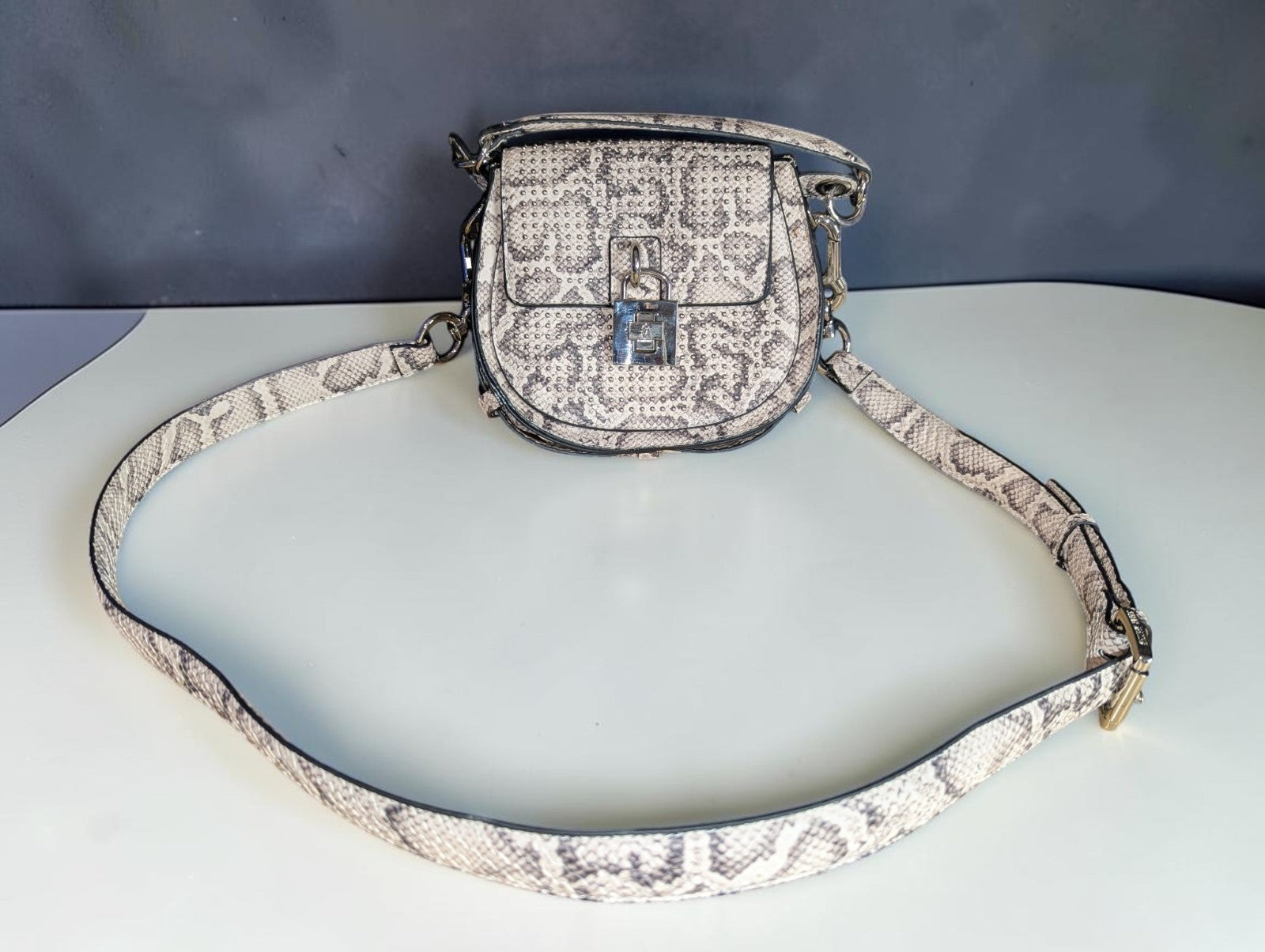 Steve Madden Baubress Snakeskin Crossbody Bag, Studded Snakeskin