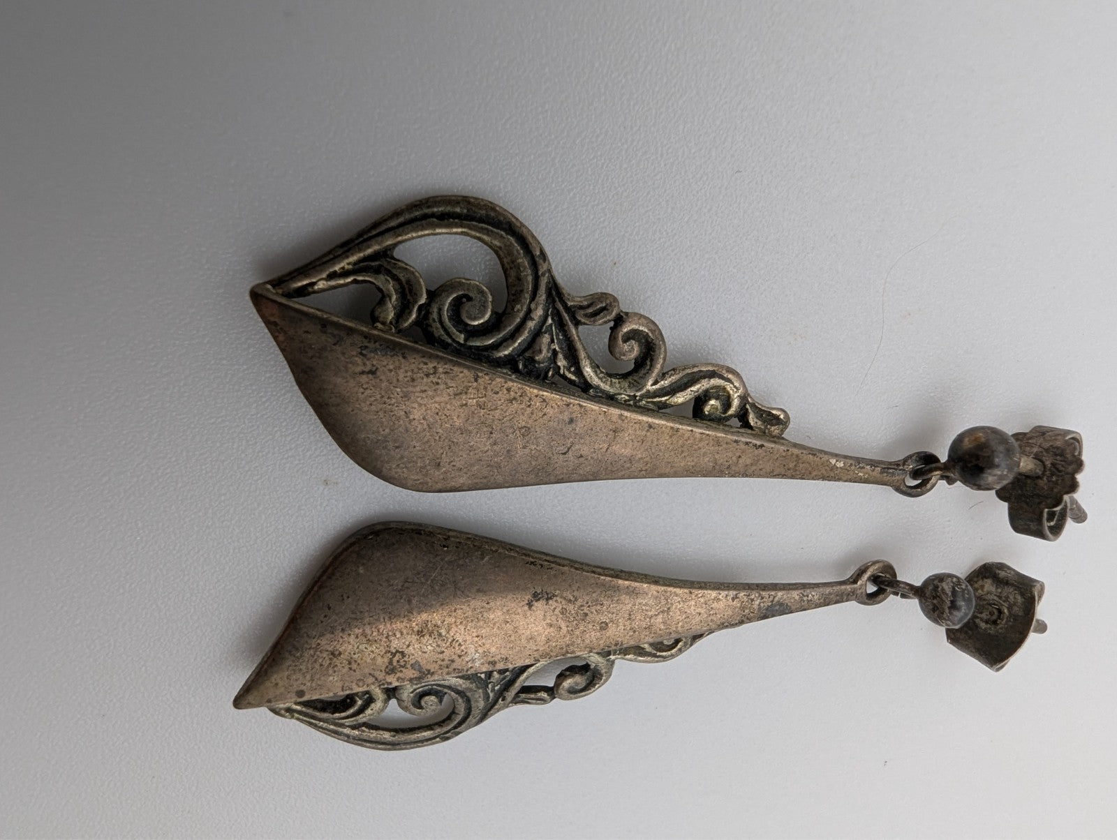 80s Victorian Revival 925 Earrings, 925 Silver Earrings