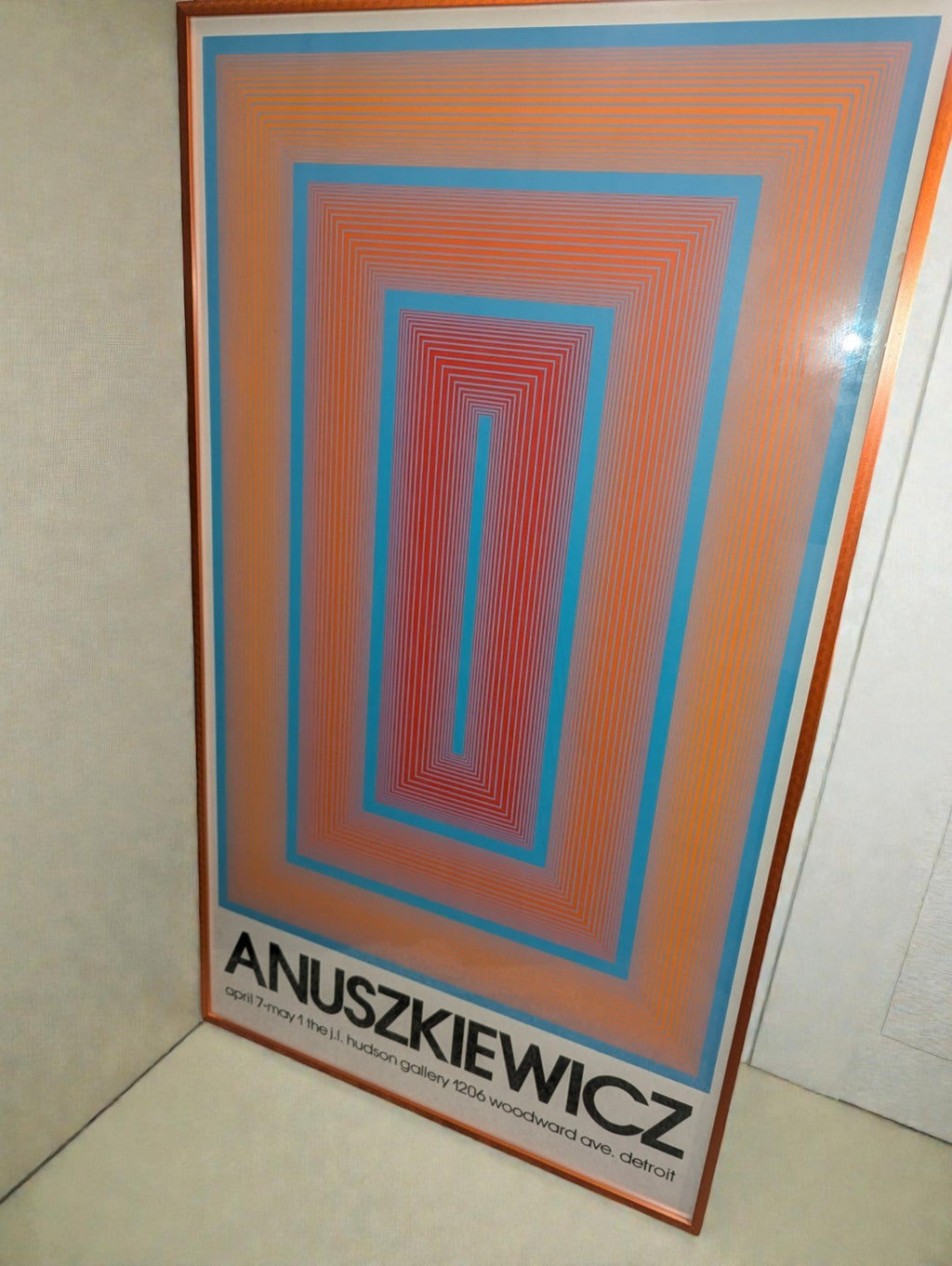 Orange Metal Framed Op Art Poster by Richard Anuszkiewicz