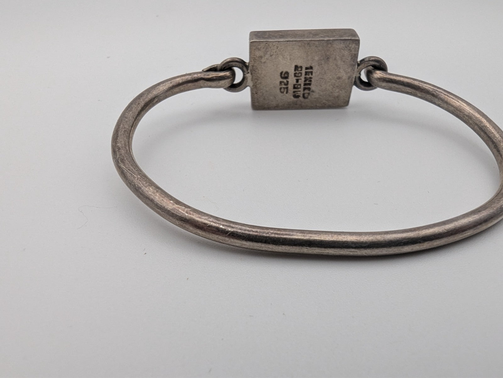 Sterling Silver Vintage Cuff Bracelet Red Stone, Stamped 925 Mexico 7"