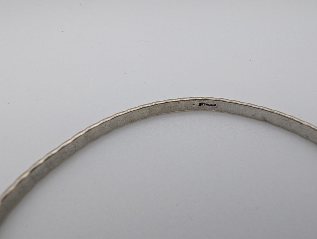 Vintage Scrolled Motif Sterling Silver Bangle Bracelet 7.5"