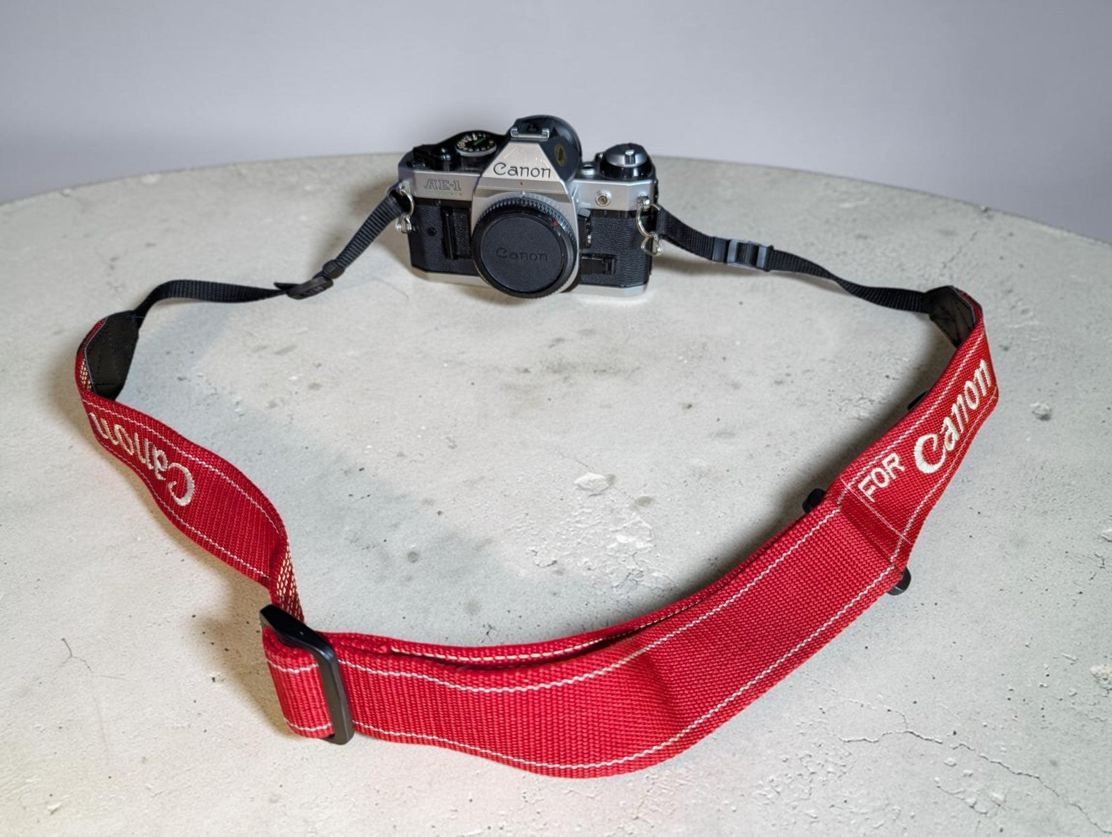 Vintage Canon AE-1 Program with FD 100mm Focus Lens and Speedlite 155A