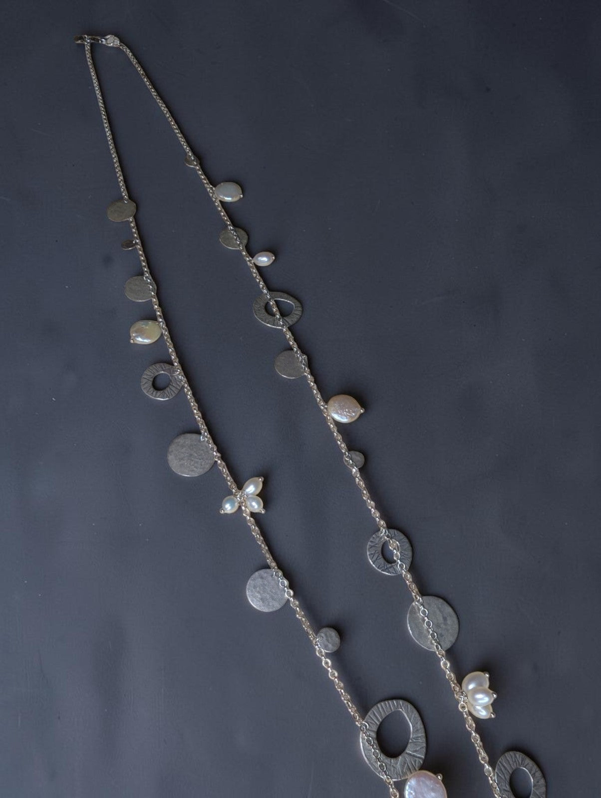 Silpada "Pearl of a Girl" Necklace, Sterling Silver Disks and Freshwater Pearls