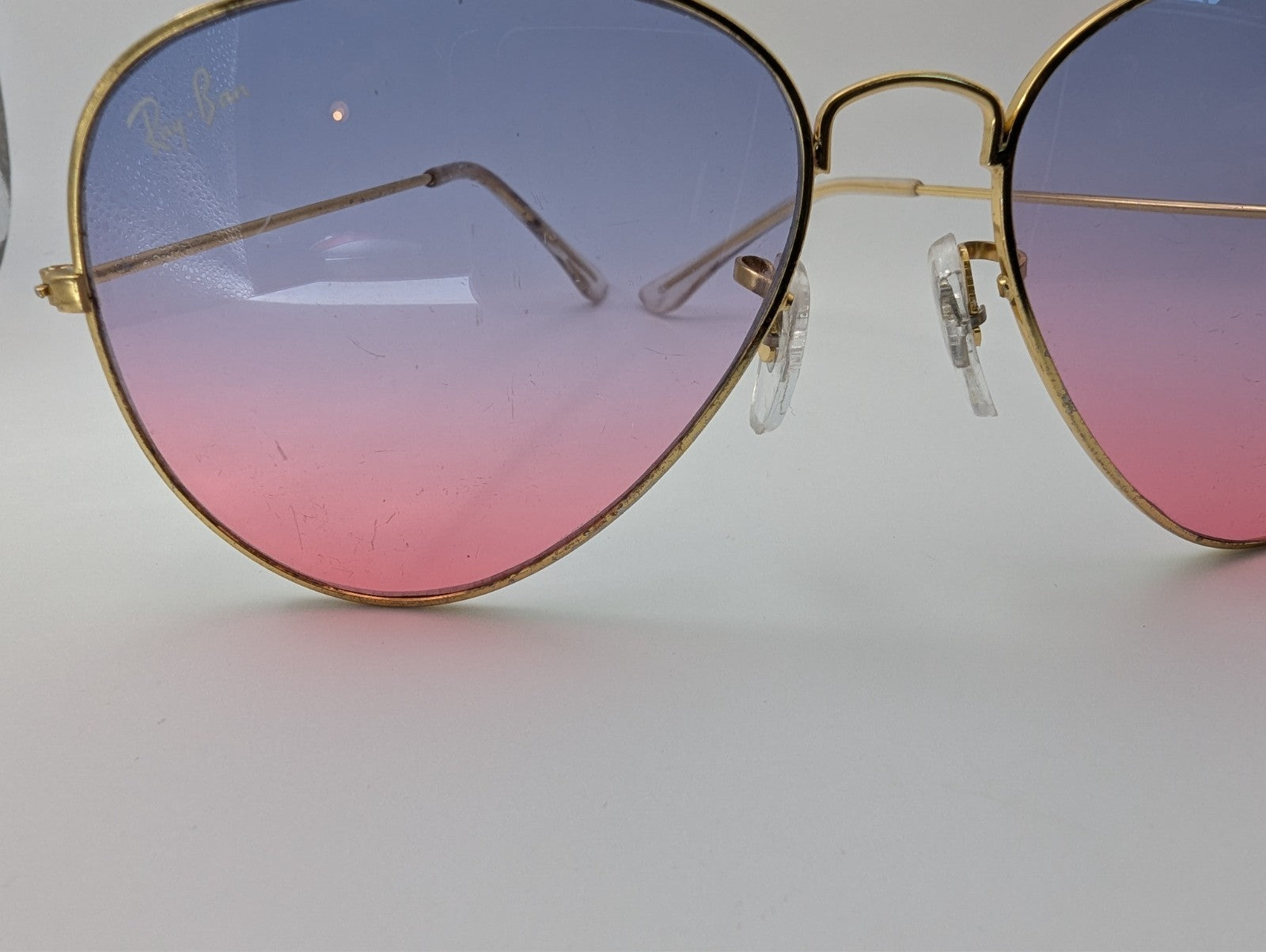 Ray-Ban Aviator Sunglasses, Gradient Pink Gold Frame